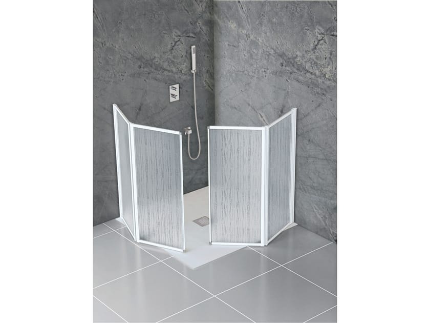 Угловая душевая кабина из акрилового стекла с раздвижной дверью Metidea золото ARCH-00124123