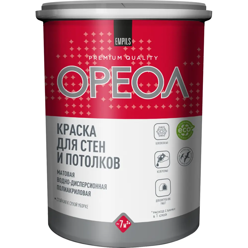Краска для стен и потолков Ореол матовая цвет белый 1.3 кг 89376144 STLM-2030929  - Вид №1
