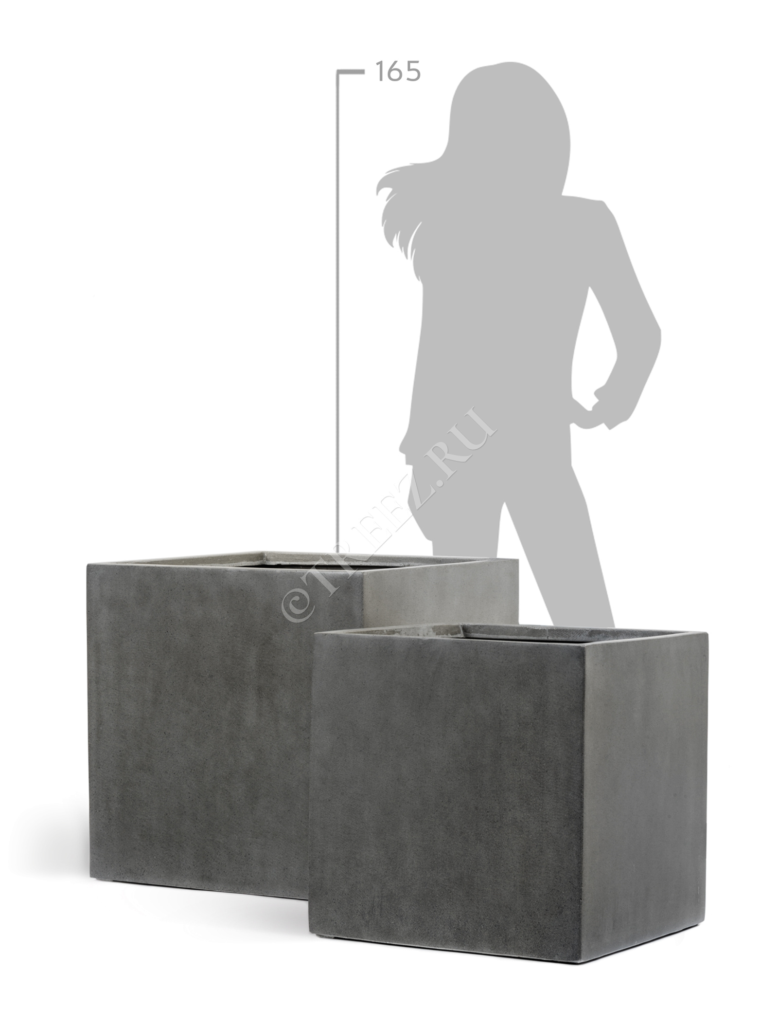 41.3317-02-005-GR/XL-20 Кашпо  Effectory - серия Beton - Куб (без вставок) - Тёмно-серый бетон Цветочная коллекция  - Вид №2