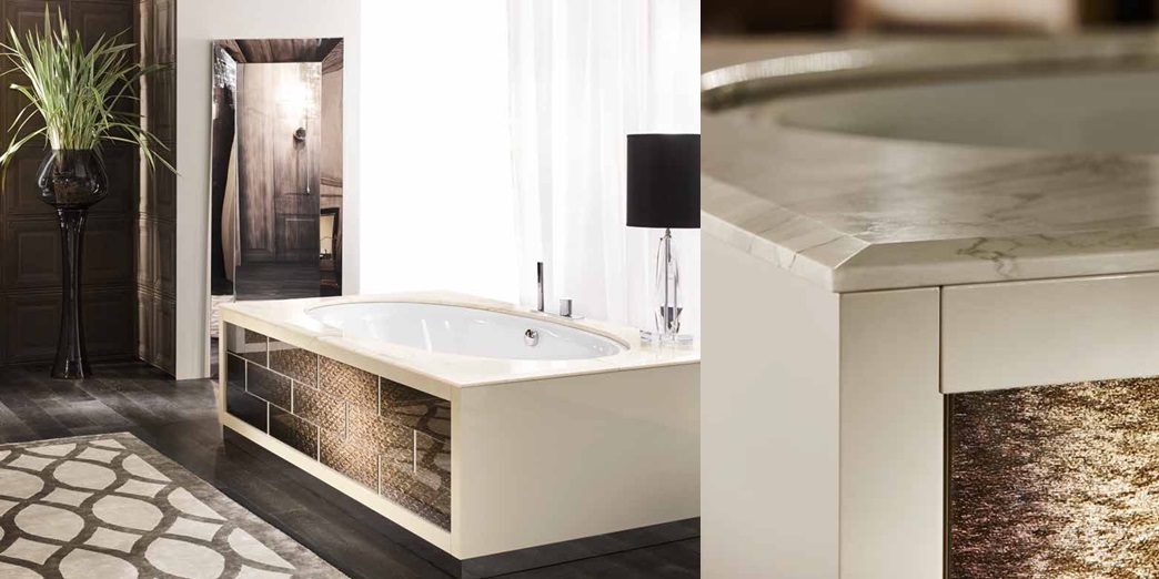 Комбинация ванной комнаты R01 в отделке VETRO golden crash MILLDUE RITZ RITZ01 - Вид №2