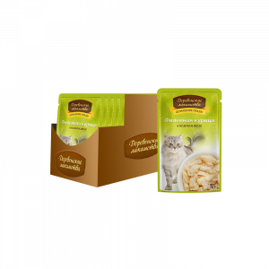 ПР0046896*12 Корм для кошек Филейная курица в нежном желе пауч 70г (упаковка - 12 шт) ДЕРЕВЕНСКИЕ ЛАКОМСТВА