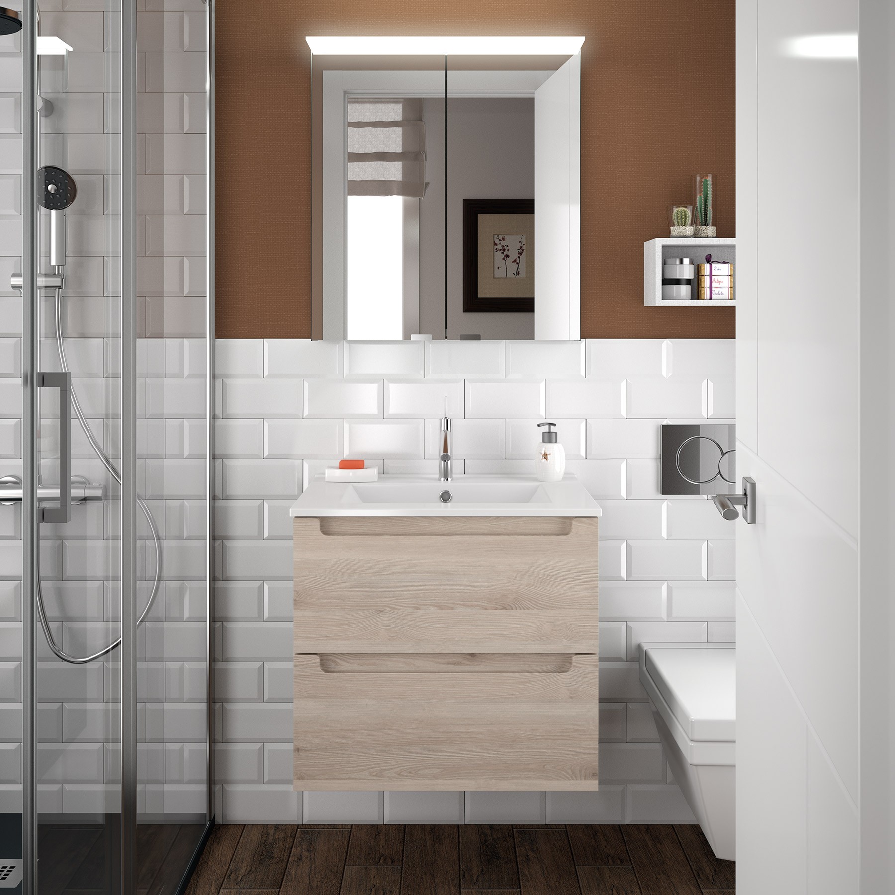 23930 SALGAR Мебель под умывальник MONTERREY 600 2 металлических ящика NATURAL 598 x 540 x 450 мм Естественный 