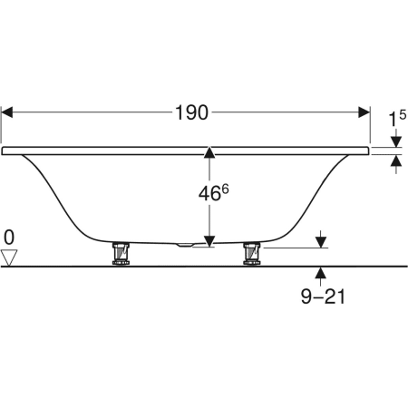 554.124.01.1 Прямоугольная ванна Geberit Tawa, тонкое исполнение, Duo, с ножками Geberit  - Вид №16