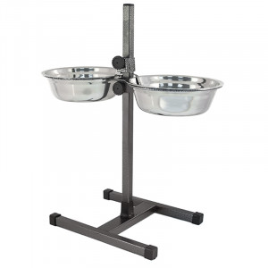 ПР0037176 Стойка с мисками для животных регулируемая, шагрень, h50см, D22см, 2х1,5л ХОРОШКА