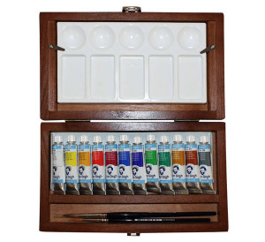 20840112 Краска акварель Набор акварельных красок Van Gogh 12цв*10мл деревянный короб Royal Talens