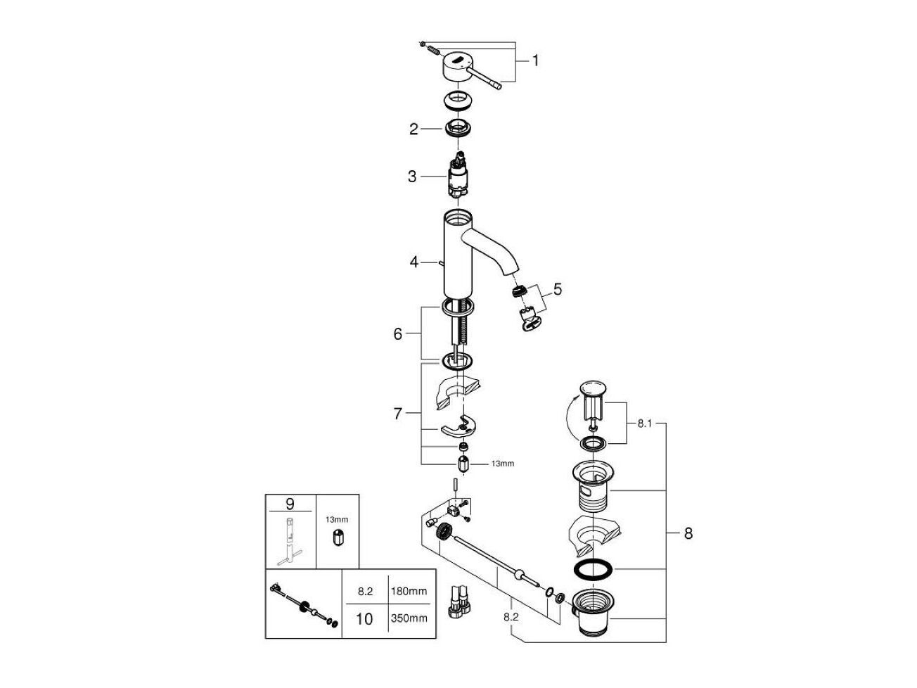 Смеситель для раковины с одним отверстием Grohe Essence New ARCH-00128038 - Вид №22