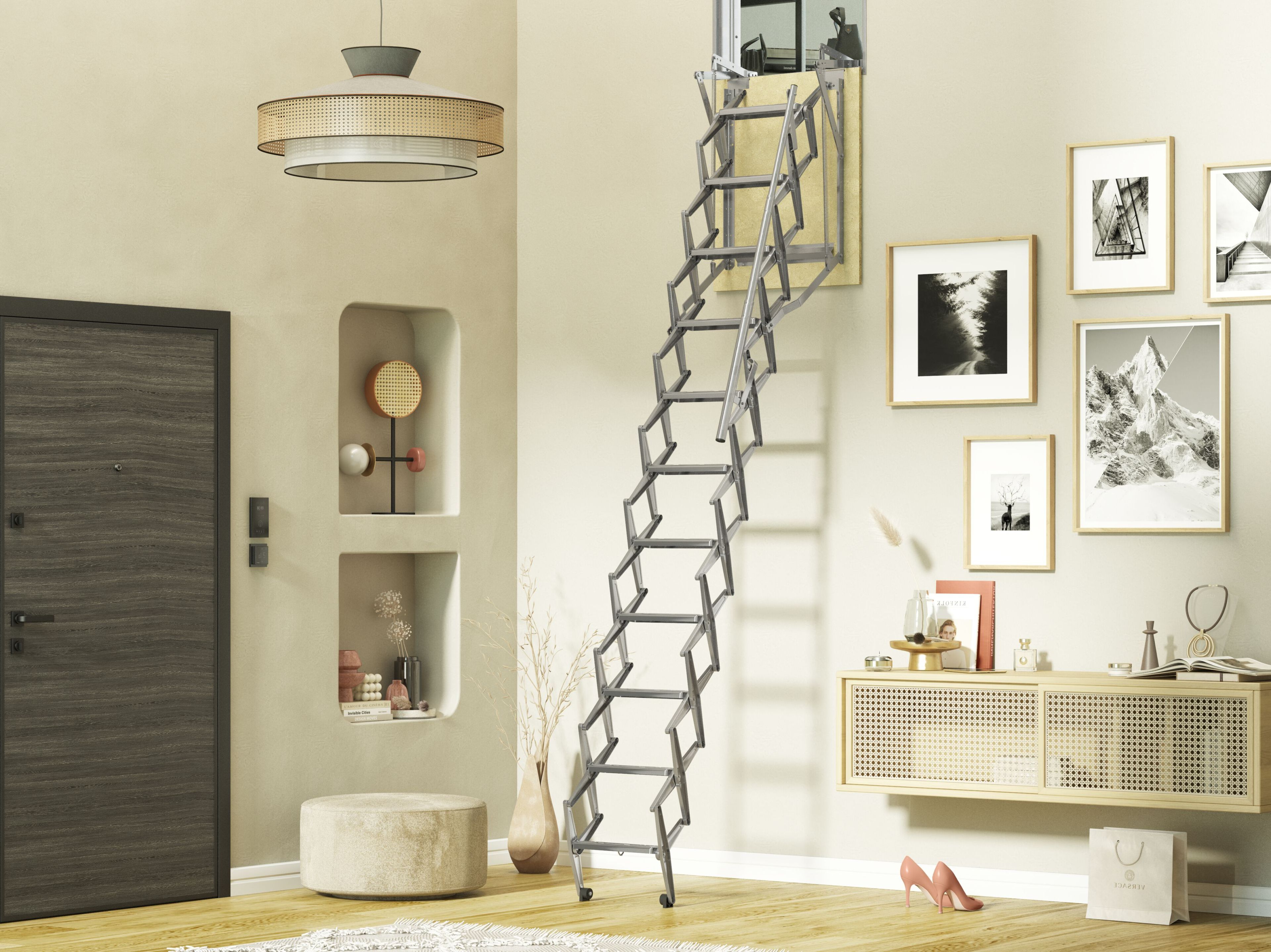 Настенная оцинкованная стальная выдвижная лестница Scrigno SIMPLO-WALL ARCH-00117030 - Вид №1