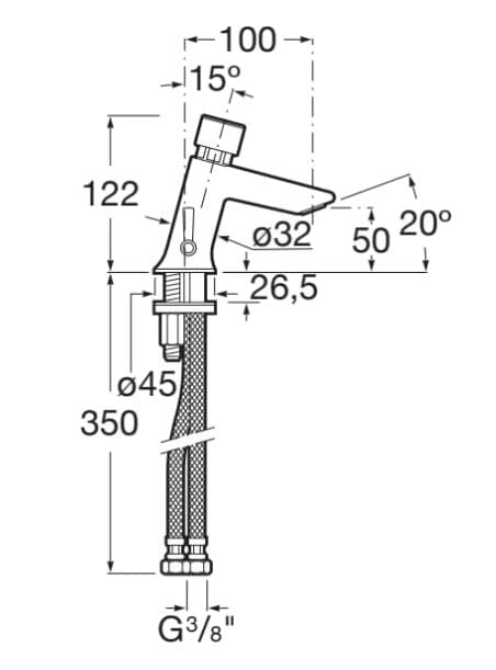 Металлический смеситель для раковины с ограничителем расхода Roca Instant ARCH-00081802 - Вид №1