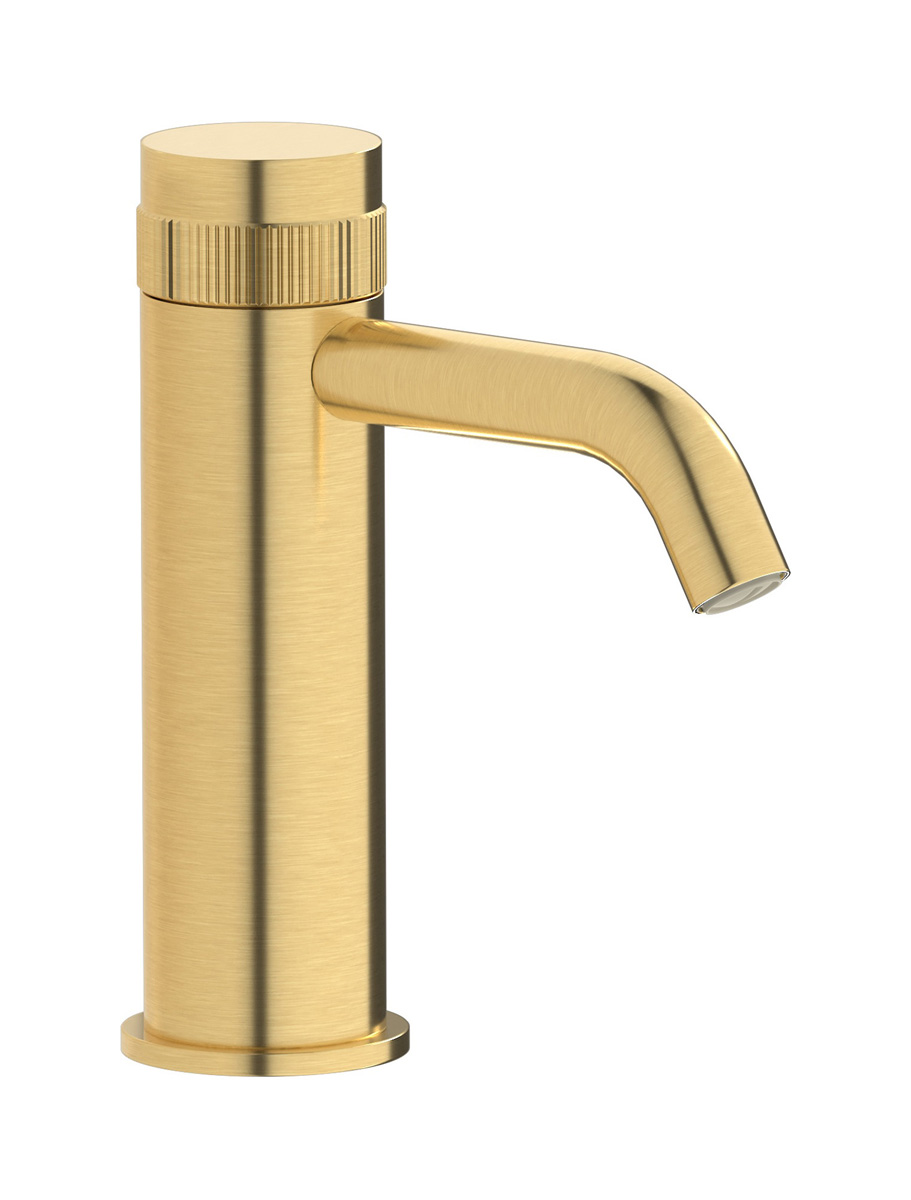Монорычажный прогрессивный смеситель на раковину в комплекте с донным клапаном. WE ARE IB rx200os Brushed Gold Reflex