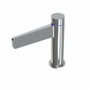 Цифровой смеситель для раковины с разъемами 1/2 ". Без слива. Предохранительный стопор. Резервный аккумулятор. Его необходимо подключить. Плоский аэратор. Включает трансформатор 100-240 В, выход 50/60 Гц, 9,0 В. внешний миксер 85x75x55мм.  Pure line NOKEN