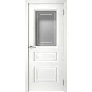 Межкомнатная дверь Скин 4 с матовым стеклом - белая эмаль 40×200 см 85683334