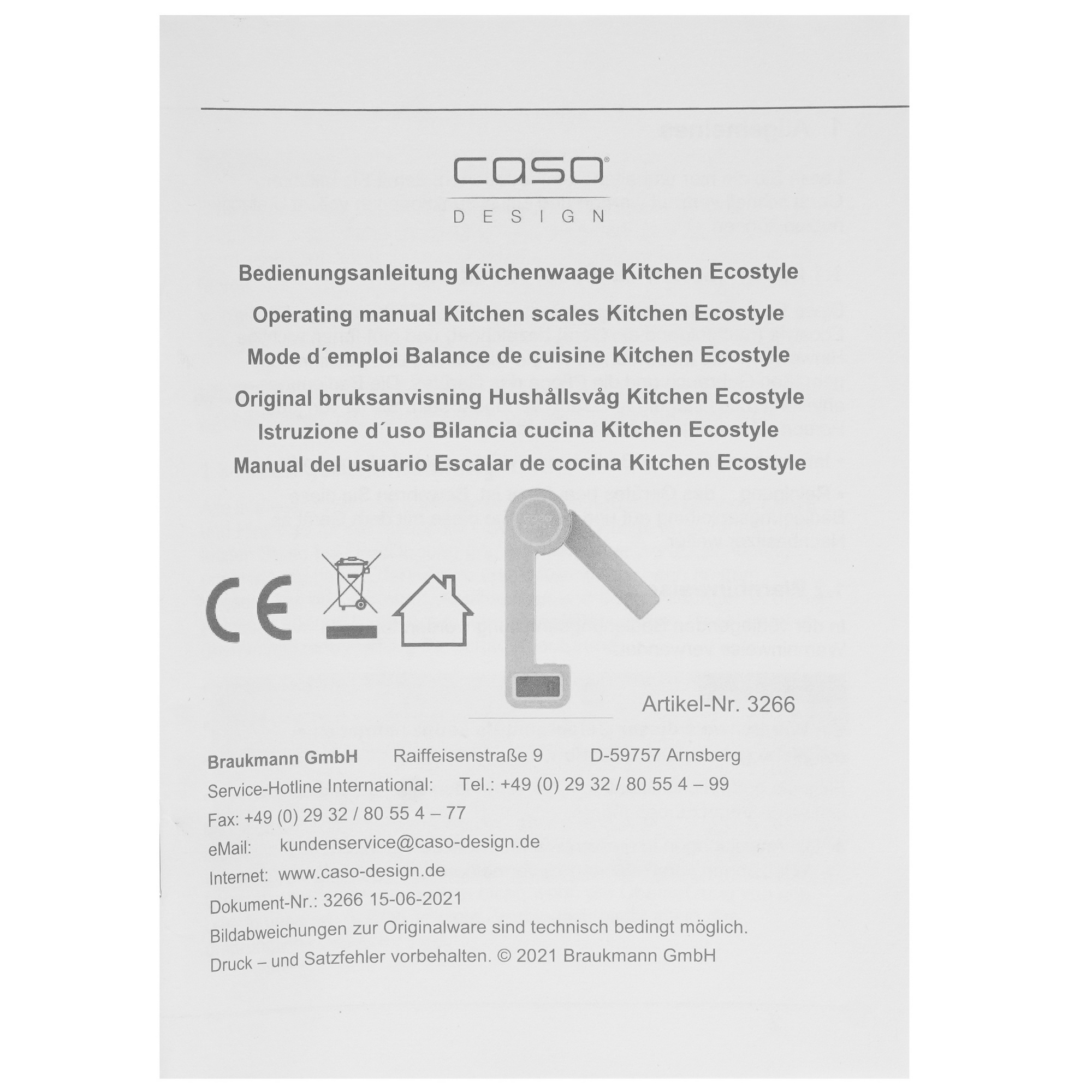 5365585 Кухонные весы CASO Kitchen Ecostyle серебристый STDN-0050498 - Вид №4