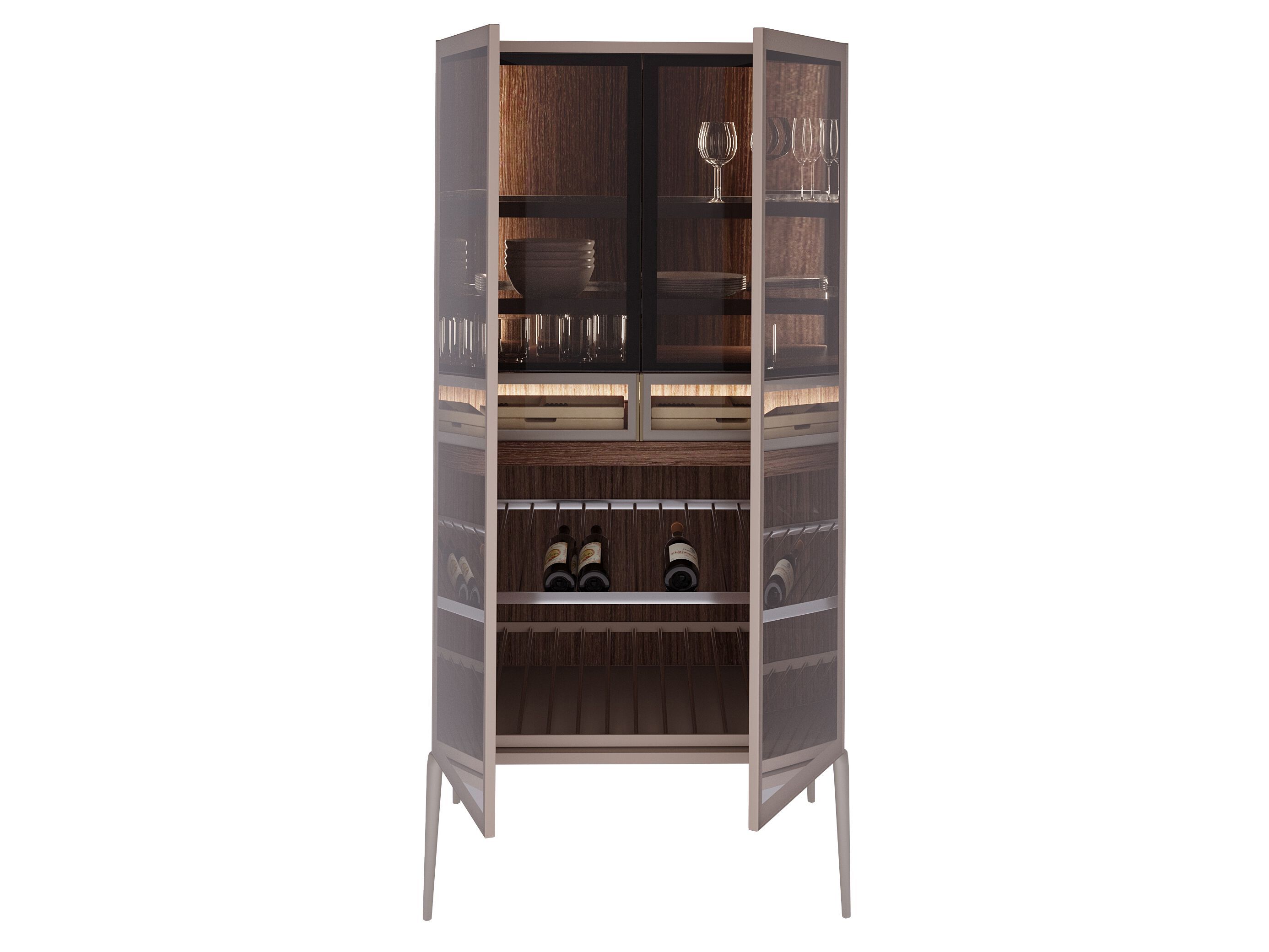 Деревянный и стеклянный барный шкаф со встроенным освещением EUPHORIA RIVA LOUNGE ARCH-00028697