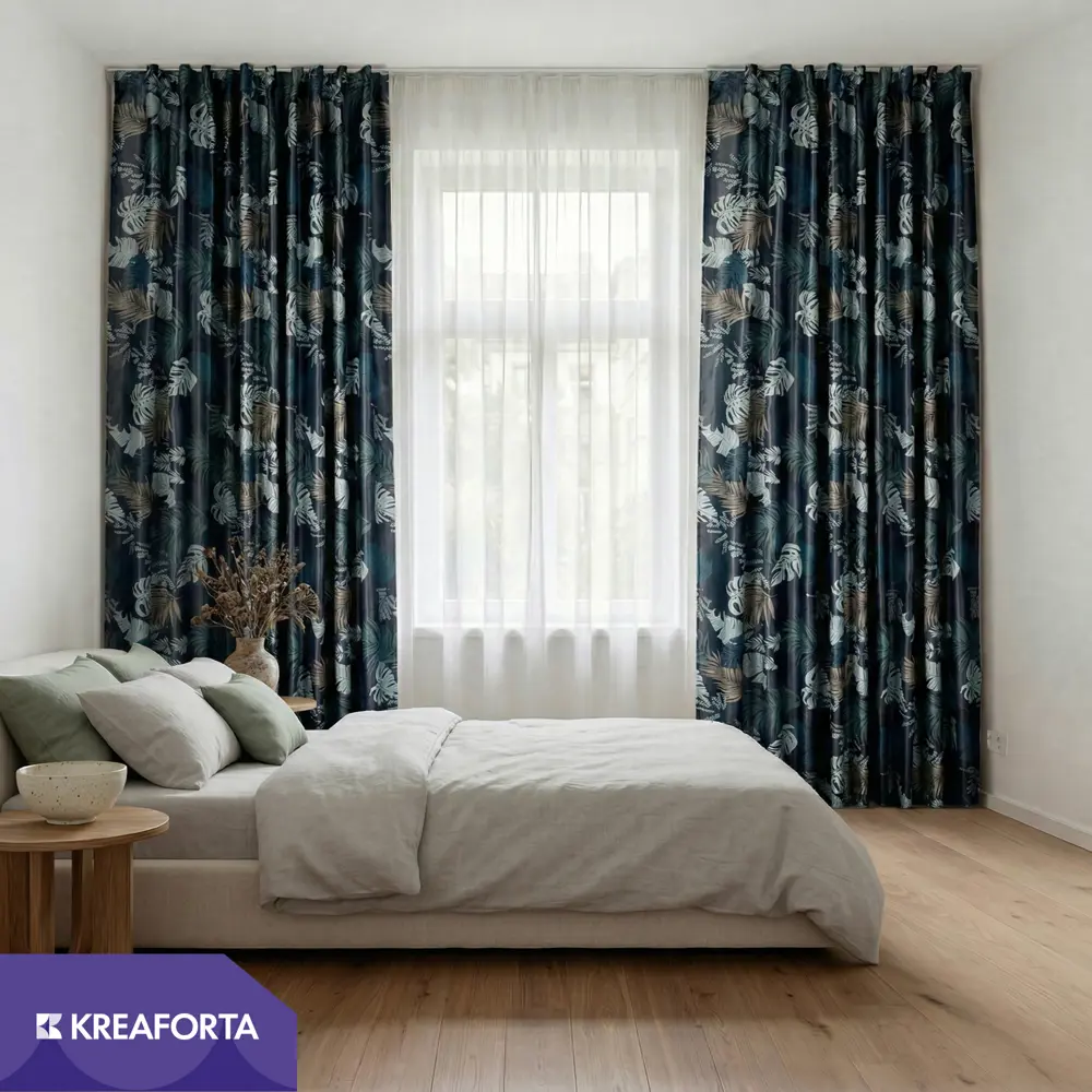 Штора на ленте со скрытыми петлями димаут KREAFORTA Aleida 140x280 см синий 89405491 STLM-2189270  - Вид №11