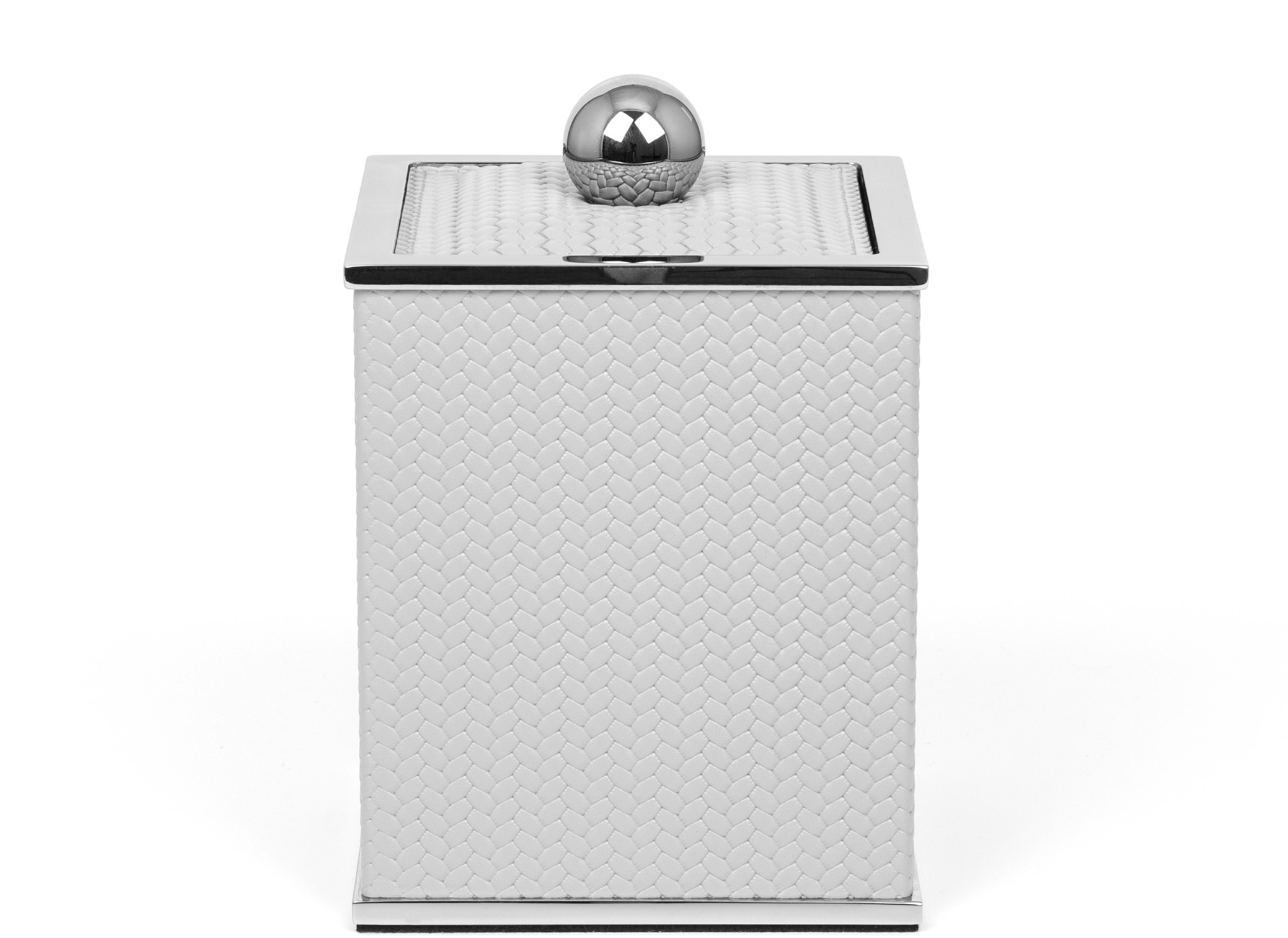 Держатель для ватных дисков Olimpia Square Square - 10,5X10,5XH15 см / хромированная металлическая отделка / плетеная кожа_черный