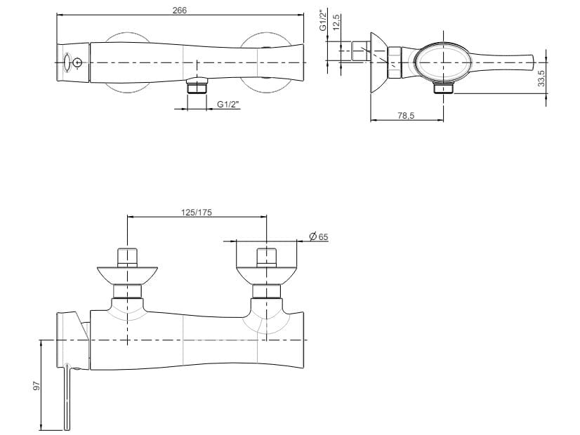 Однорычажный открытый смеситель для душа Rubinetterie Frattini Delizia ARCH-00065727 - Вид №3