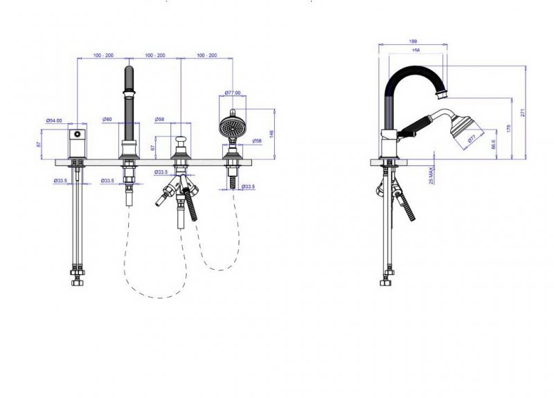 Смеситель на борт ванны однорычажный Cezares OLIMP-BVDM-02-L - Вид №1