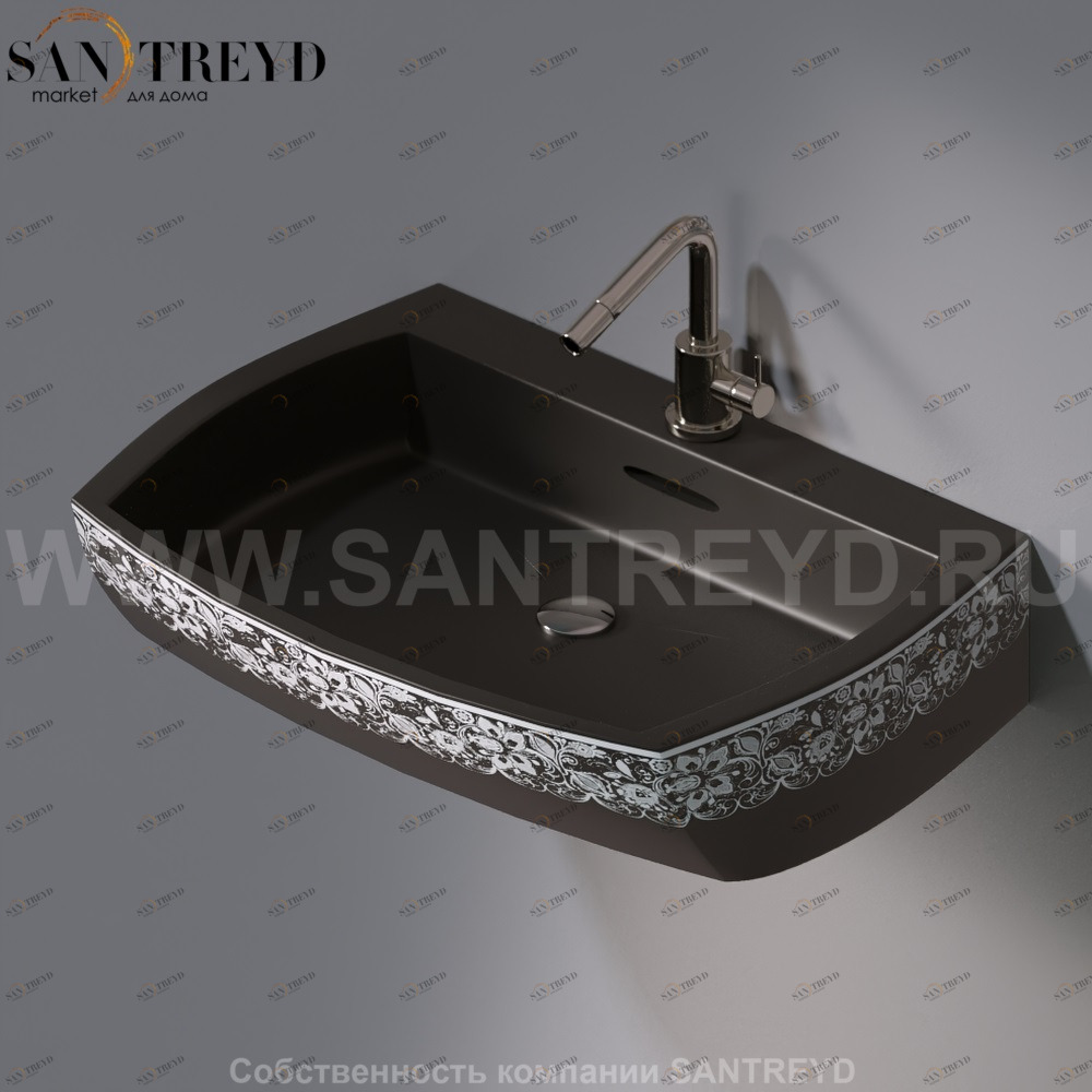 L283.462 Подвесная раковина настенная овальная A. e T. Italia SQUARE черная AeT ITALIA