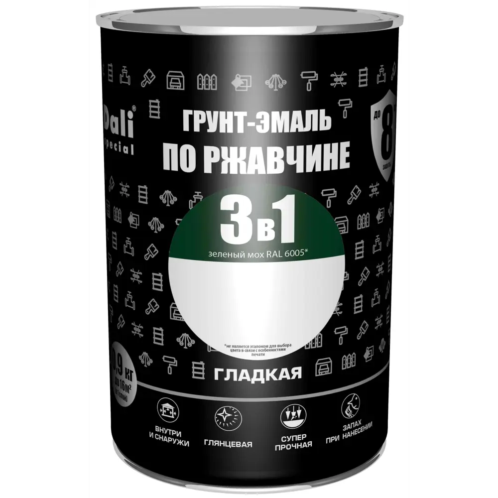 Грунт-эмаль 3в1 Dali «Зелёный мох» — защита металла от коррозии 83372439 STLM-0040600 - Вид №1