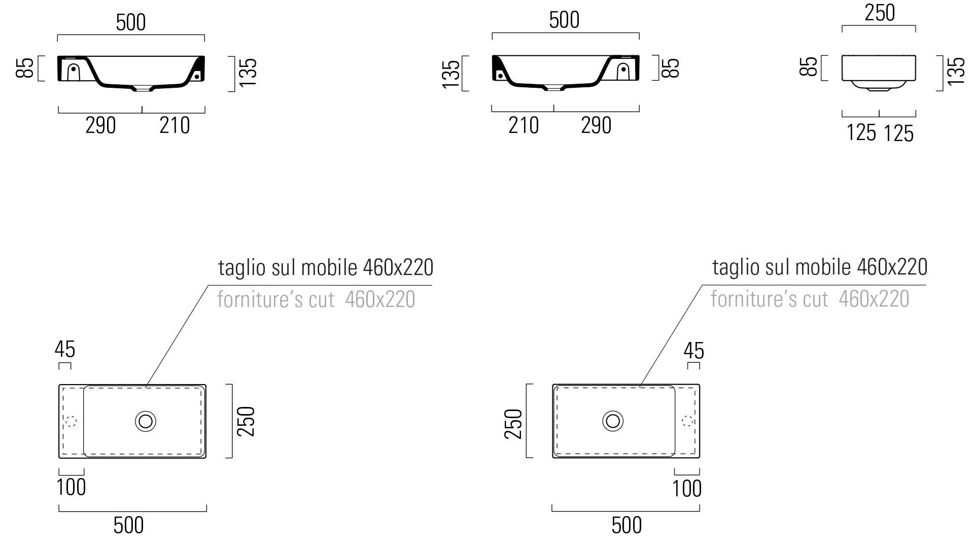 Керамическая подвесная прямоугольная ручная мойка с держателем для полотенец GSI ceramica Nubes ARCH-00075815 - Вид №2
