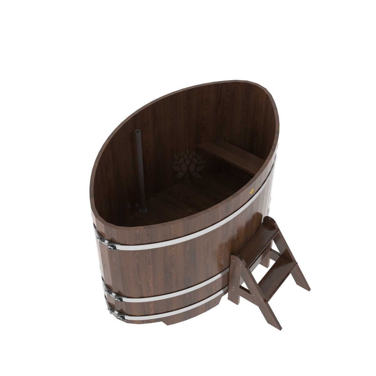 1320 Купель овальная из дуба 1,08х1,75х1,1 морёная Alyarus  - Вид №1