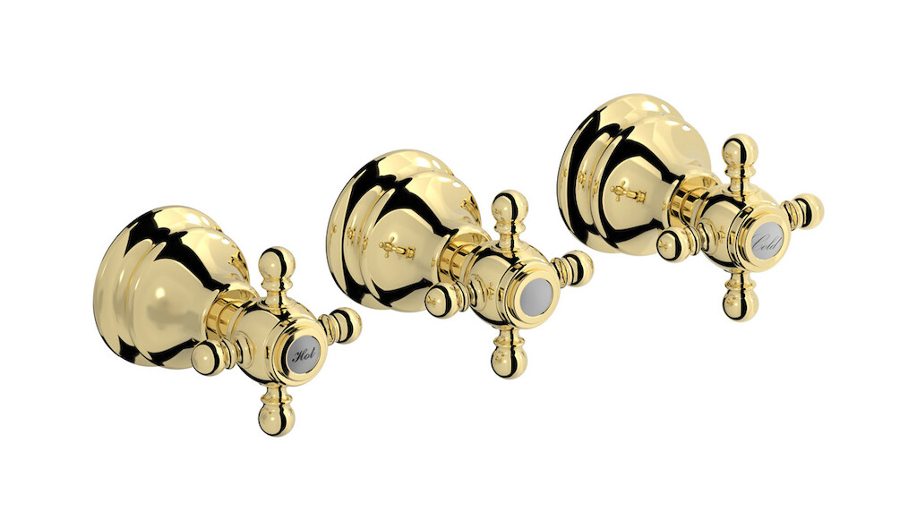 Встроенный смеситель для душа на 3 отверстия с двухходовым дивертером WE ARE IB hr410ii Pale Gold Hermes