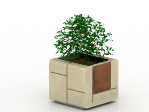 Реконструированный каменный квадратный низкий плантатор