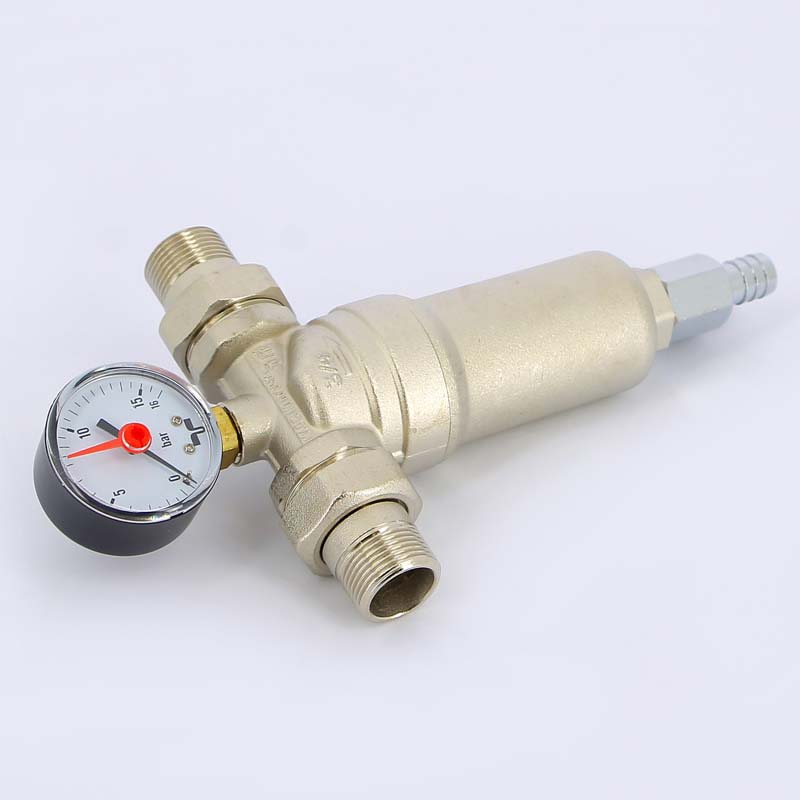 Фильтр промывной с манометром, с разъемными соединениями, латунной колбой TIEMME 3/4" 3130003 - Вид №3