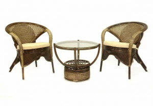 Мебель садовая коричневая на 2 персоны Good Morning ЭКО ДИЗАЙН ПЛЕТЕНАЯ 009667 Коричневый