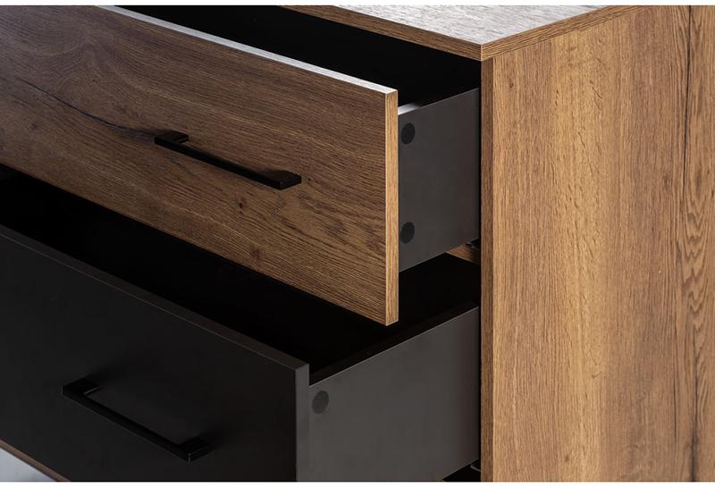 1722 Комод с 3 ящиками Loft Дуб табак/Графит R-HOME 4009295h_Табак - Вид №3