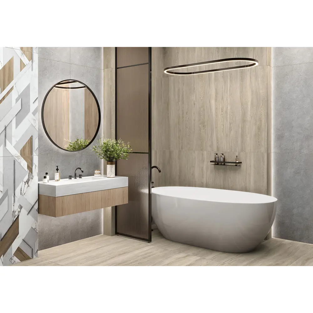 Глазурованный керамогранит Alma Ceramica Riva 04 60x120 см 1.44 м² матовый цвет бежевый 89458830 STLM-2128136