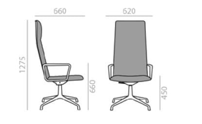 4-спицевое вращающееся офисное кресло с подлокотниками Andreu World Flex Executive ARCH-00023171 - Вид №6