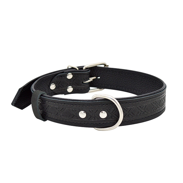 ПР0048302 Ошейник для собак Hight Line с тиснением 35мм 60см черный ZOOEXPRESS 