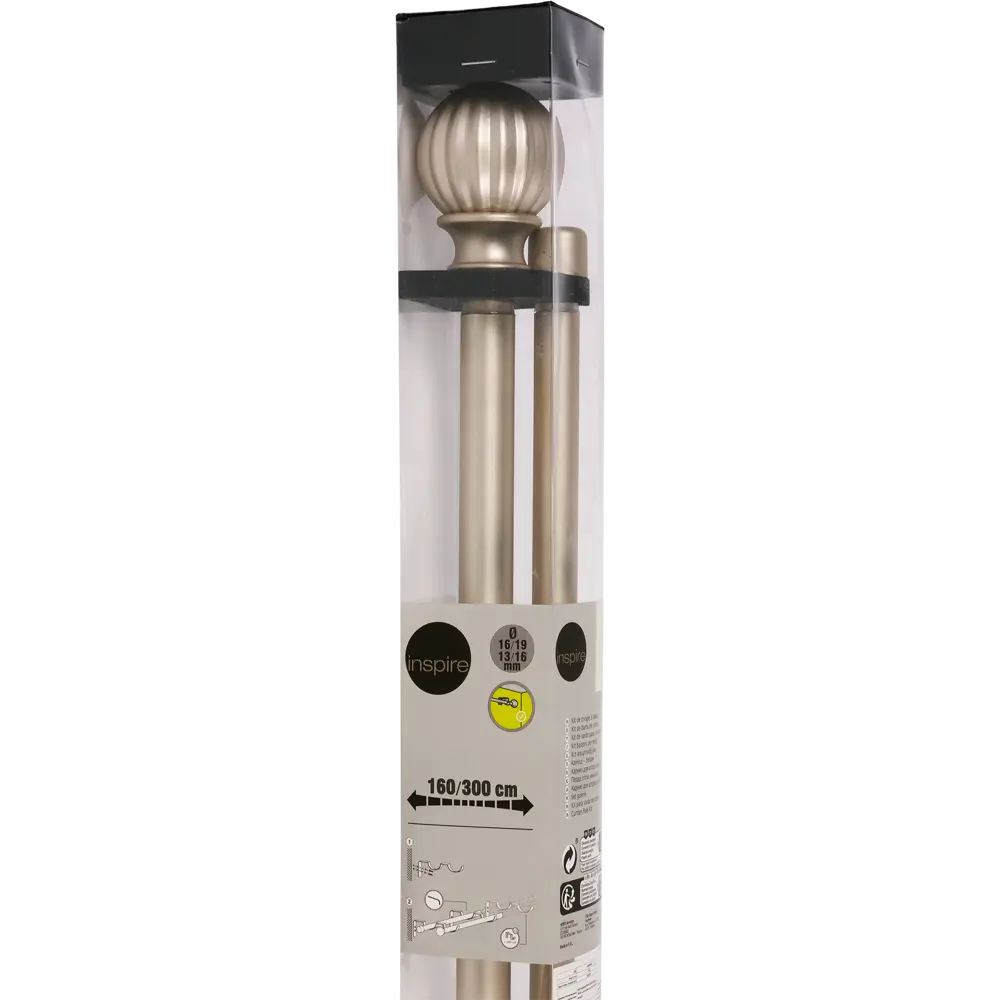 Карниз двухрядный раздвижной Inspire Шар 160-300 см цвет матовая сталь 81976797 STLM-2088088  - Вид №2