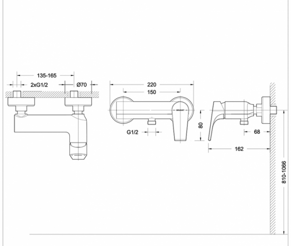 Смеситель для ванной комнаты для душа VEGA F9119177CP-01 bravat - Вид №1