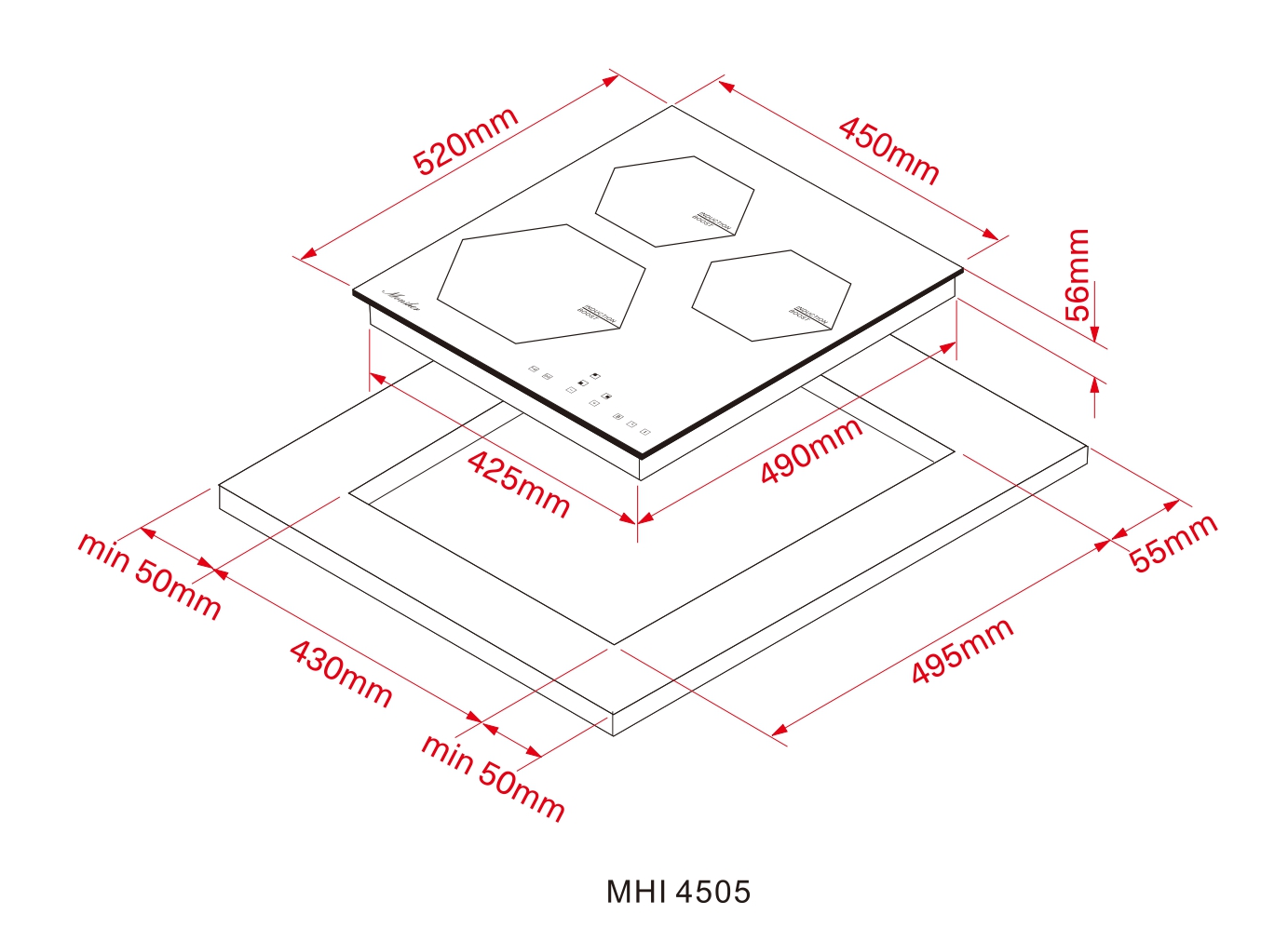 9121451 Индукционная варочная поверхность Monsher MHI 4505 STDN-0053250 - Вид №6