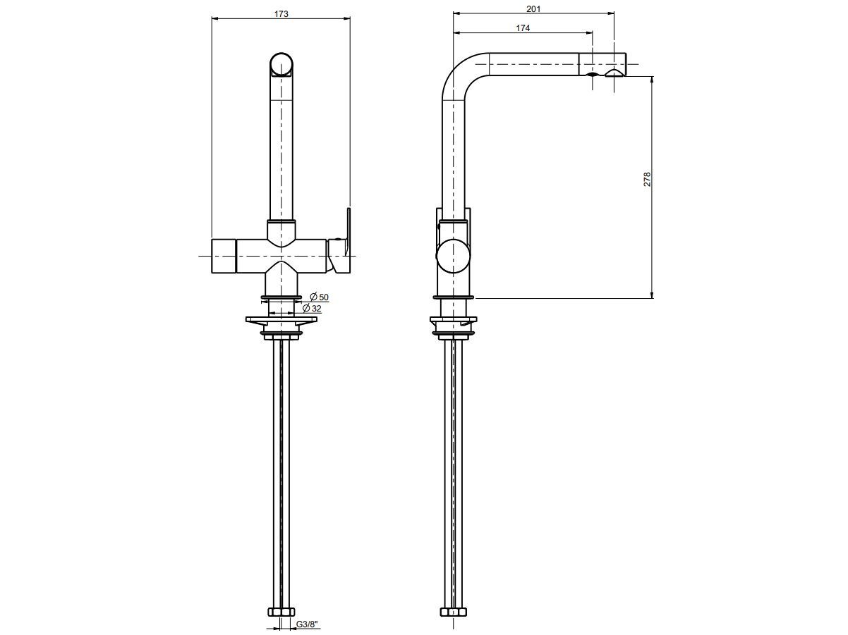 Однорычажный смеситель для кухни с переключателем Rubinetterie Frattini Птолемей ARCH-00055955 - Вид №2