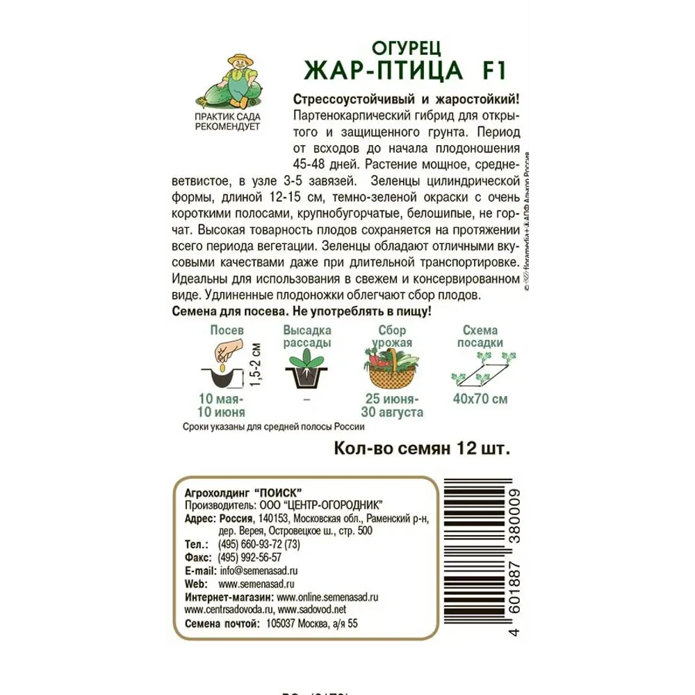 Поиск Огурец Жар-птица F1 - ранний сорт для теплиц и открытого грунта 86217809 STLM-1453633 - Вид №1