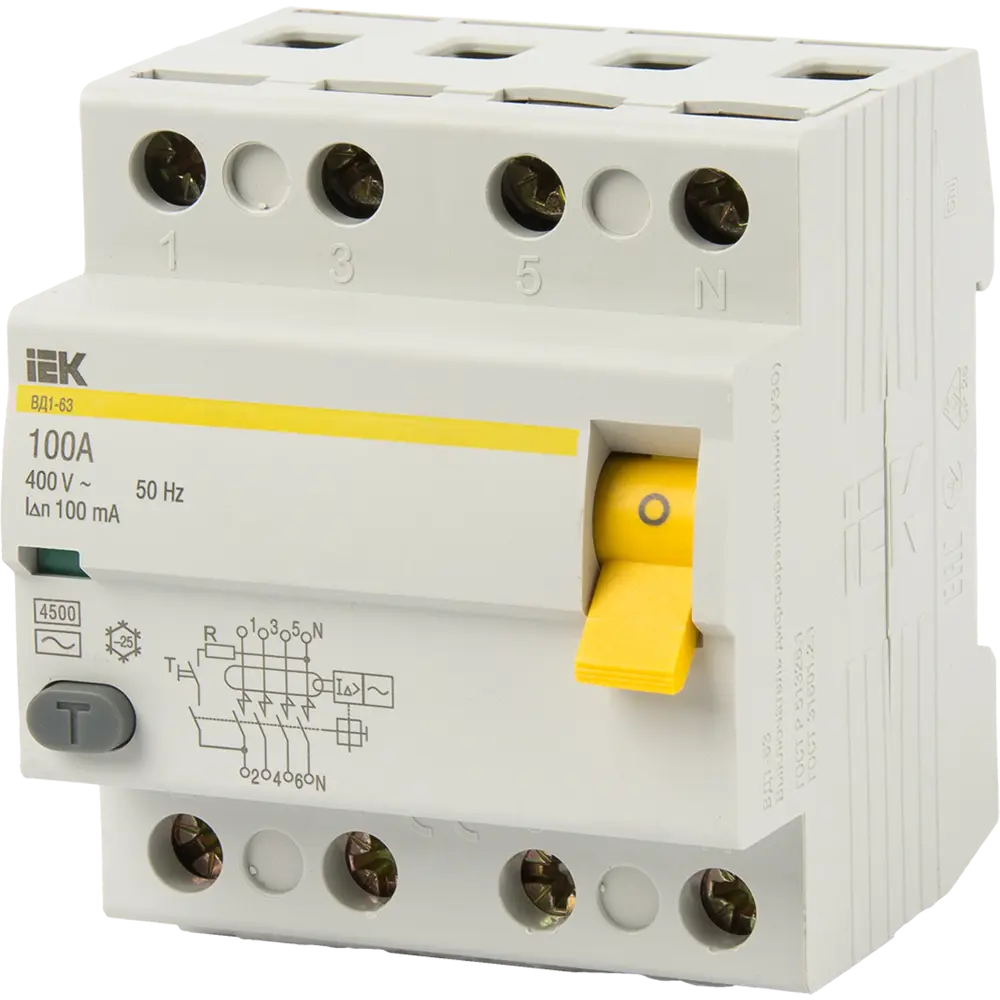 УЗО IEK Home MDV10-4-100-100 — защита от токов утечки в трехфазных сетях 82941110 STLM-0038225