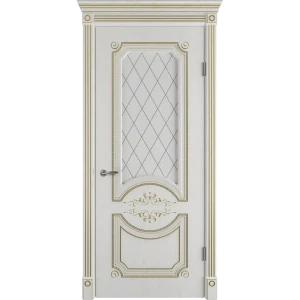 84506543 Дверь межкомнатная со стеклом Милана 80x200 см ПВХ цвет дуб бьянко с замком и петлями STLM-1464530