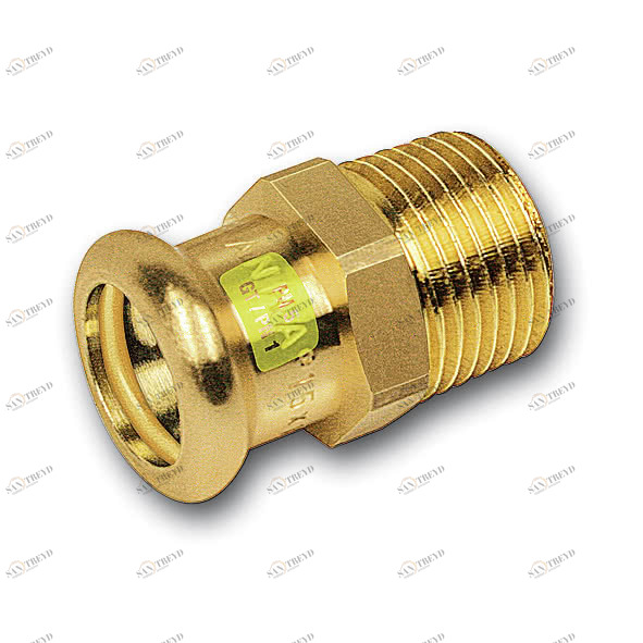 1112431538 SANHA 11243G пресс-фитинг газ, бронза, ниппель переходной ВПр-НР 15x3/8 мм 