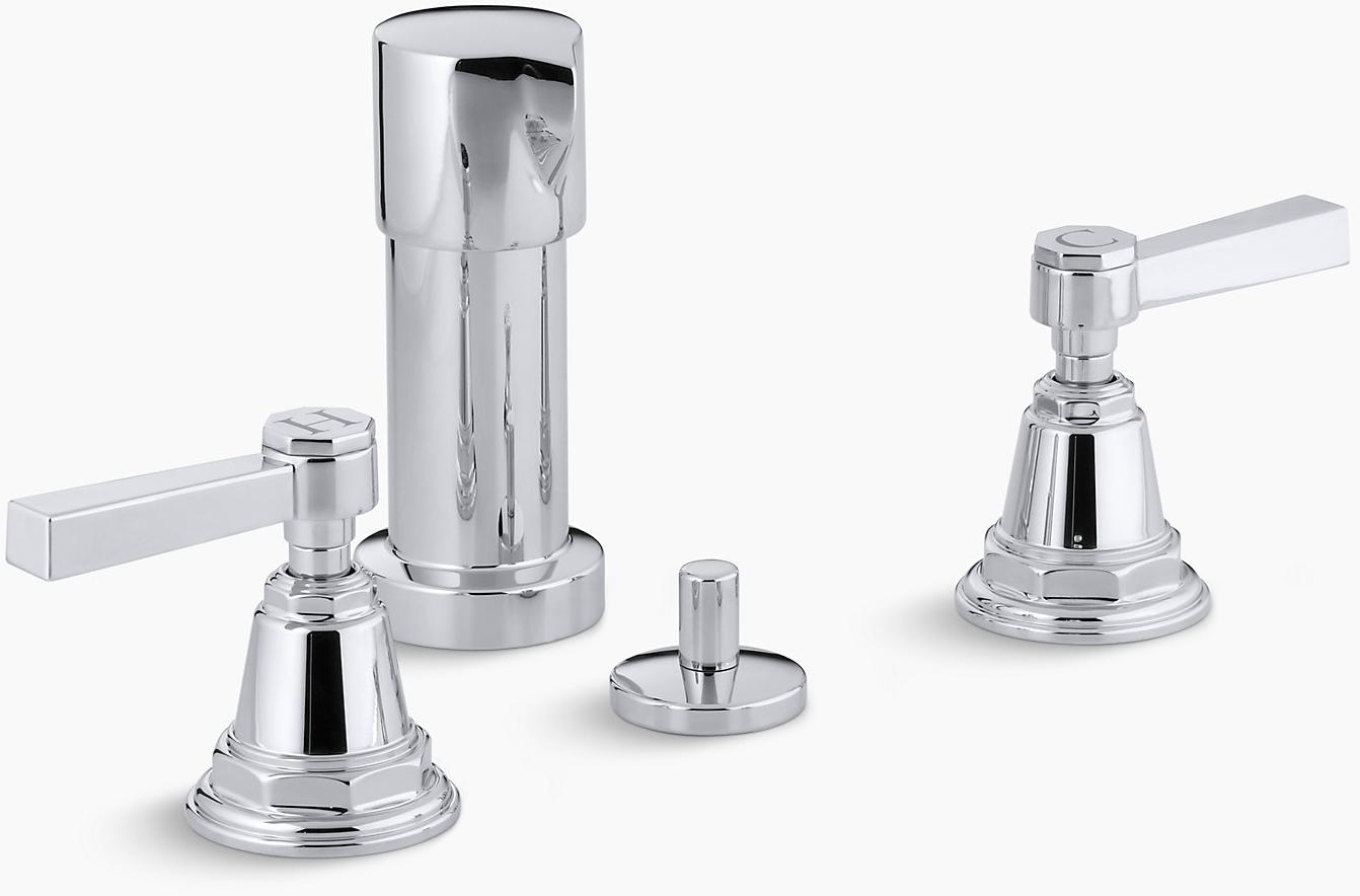 KOHLER Вертикальный душевой смеситель для биде Pinstripe Pure с рычажными ручками K-13142-4A-SN  - Вид №1