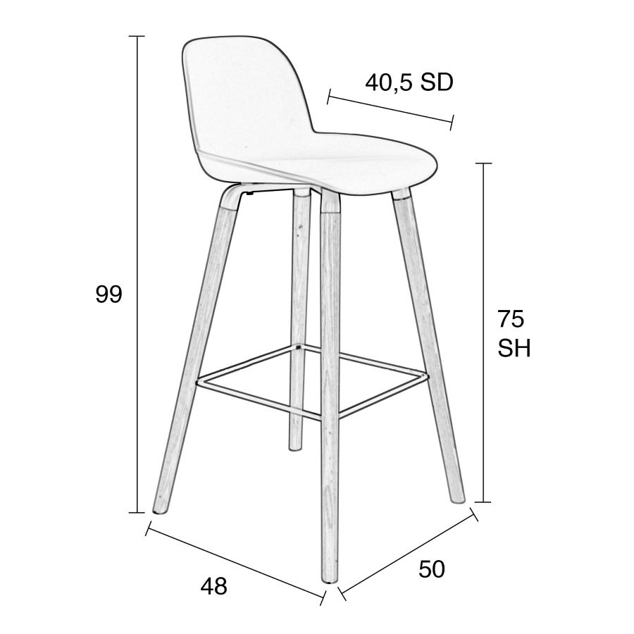 Стул барный Albert Kuip розовый Zuiver 1500060 - Вид №8