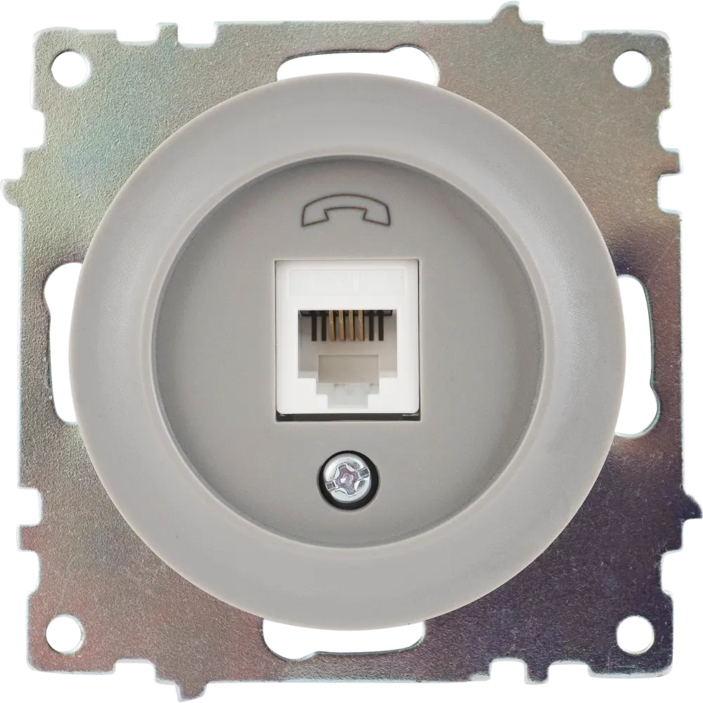 Телефонная розетка OneKeyElectro Florence серая для скрытого монтажа 82127032 STLM-0019917