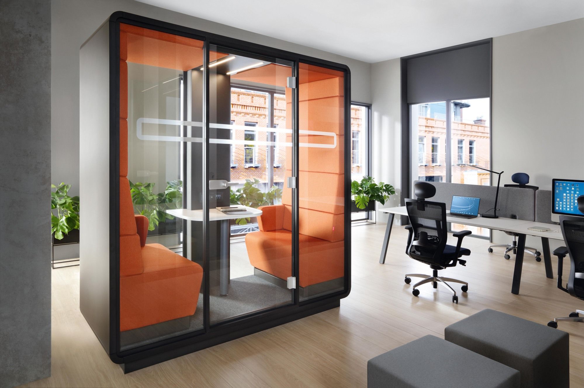 Многосторонняя акустическая офисная кабина со встроенным освещением Mikomax Smart Office Hushoffice ARCH-00086277 - Вид №10