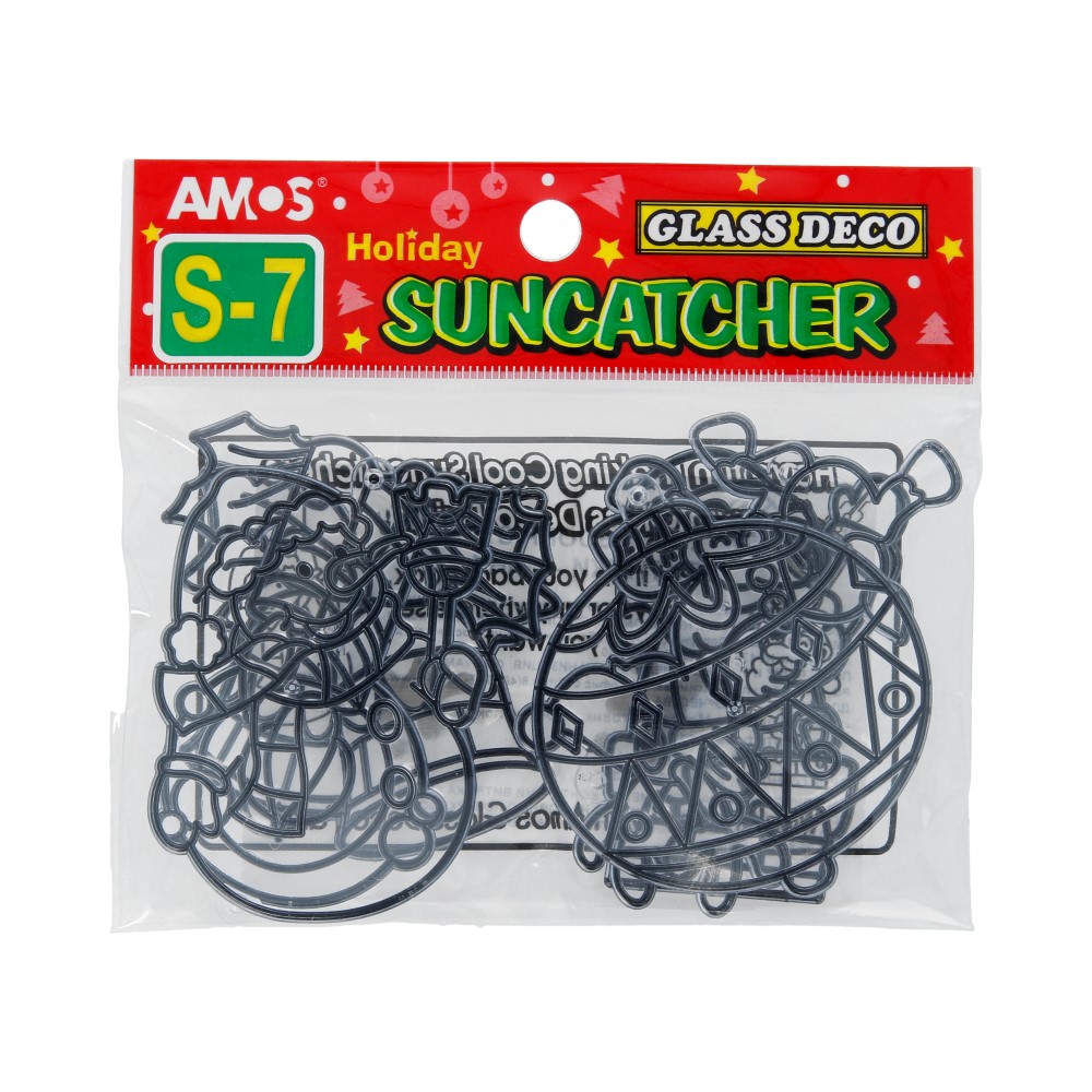 23870 Набор мини-основ для витражей 1 Дед Мороз, снеговик, шарик, колокольчики, свечка, олень AMOS 