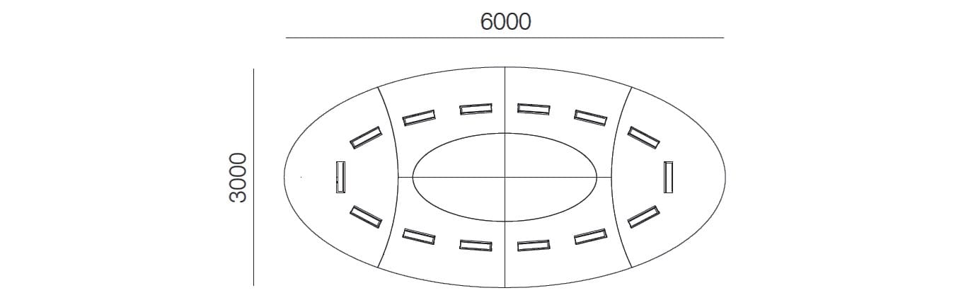 Лакированный овальный стол для совещаний с мраморным центральным верхом PROF Bespoke ARCH-00144751 - Вид №7