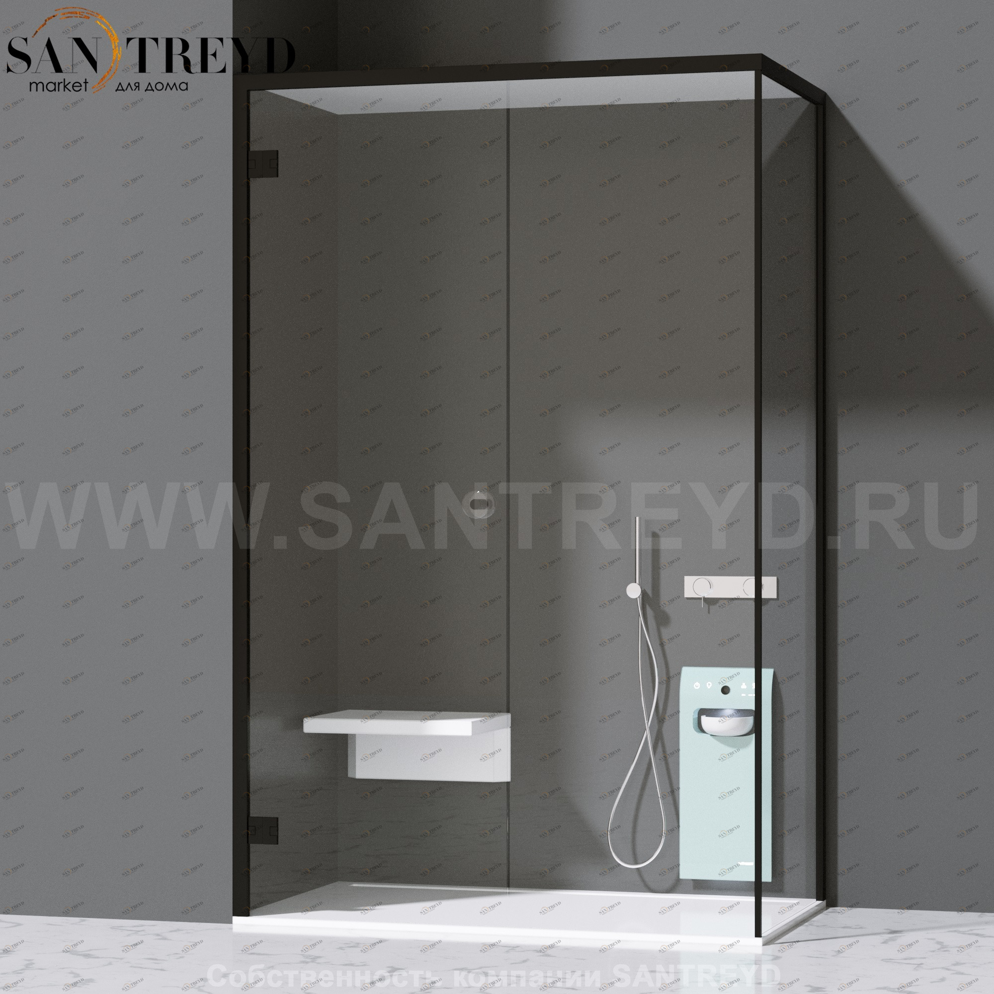 Effegibi FITBOX A Душевая кабина с профилем из черного алюминия. Установка: в левый угол. Размеры: длина 139 см, высота 220 см. Дверные петли у стены FB10020005