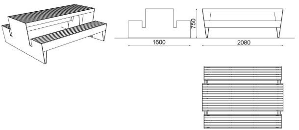 mmcité1 Стол для пикника со встроенными скамейками Blocq sun-id-1514623 - Вид №5