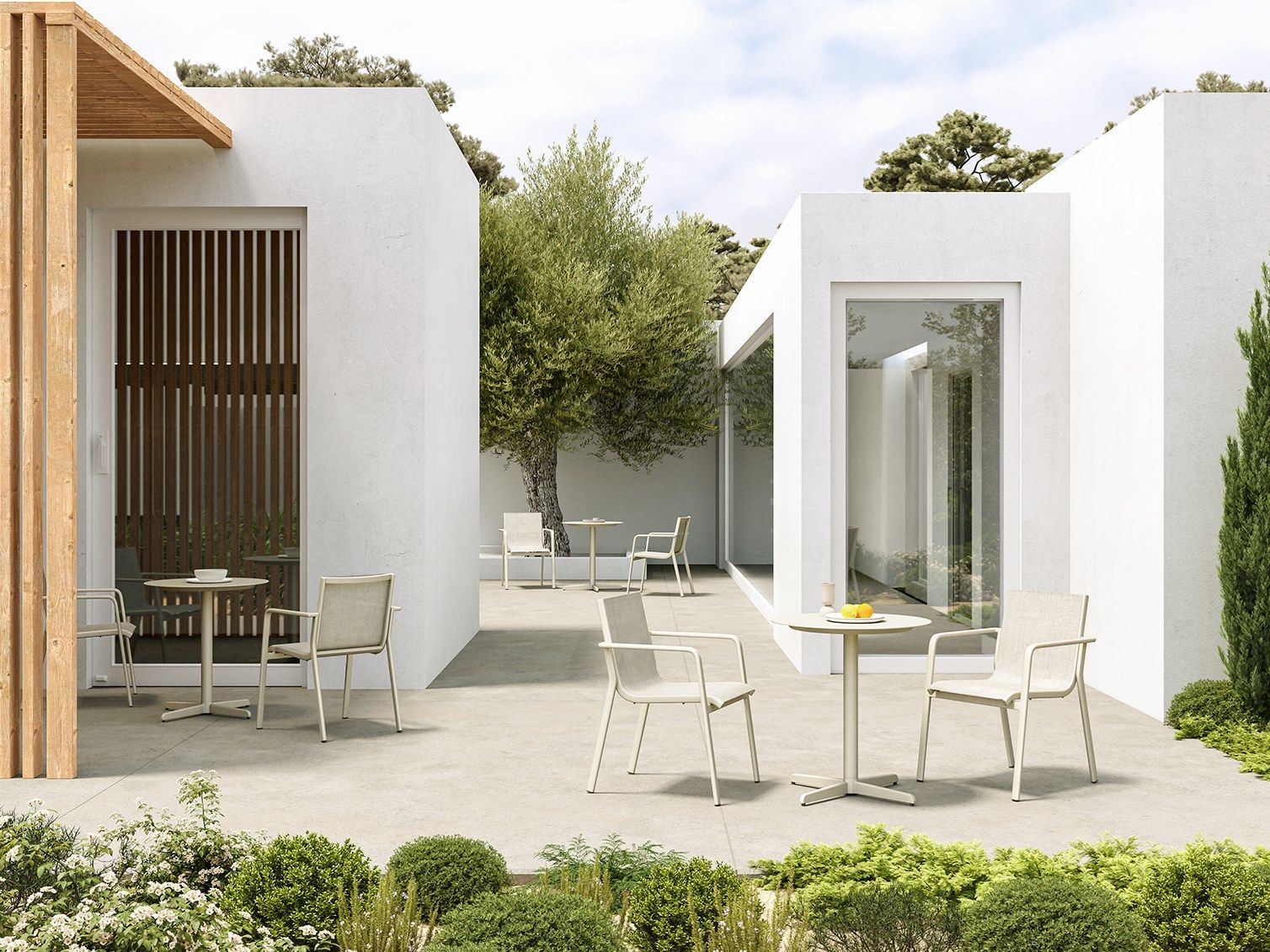 Металлический садовый стул с сиденьем из синтетического волокна VINEKO Heather ARCH-00092248 - Вид №1